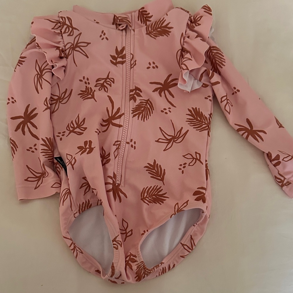 Pink Floral Kids Swim One Piece
